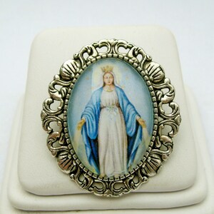 Miraculous medal convertible brooch/pendant and chain - AP35-023
