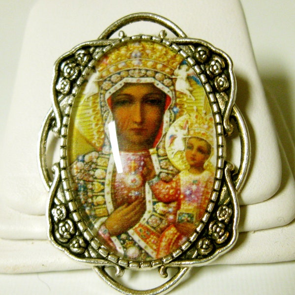 Black Madonna and child brooch/pin - BR11-001