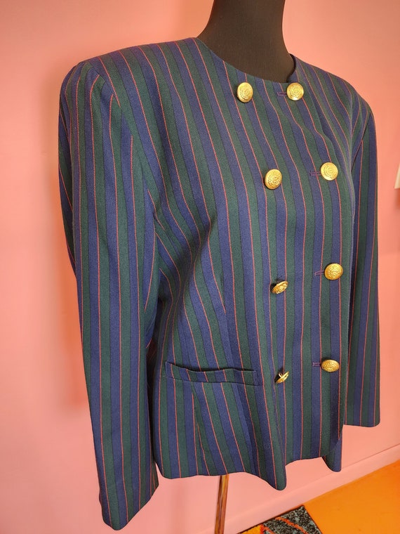 Vintage 1980's Pendleton Wool Striped Blazer with… - image 2