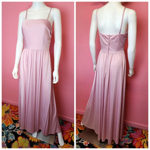 Size Small to Medium | Vintage 1970's Dusty Pink Maxi Dress