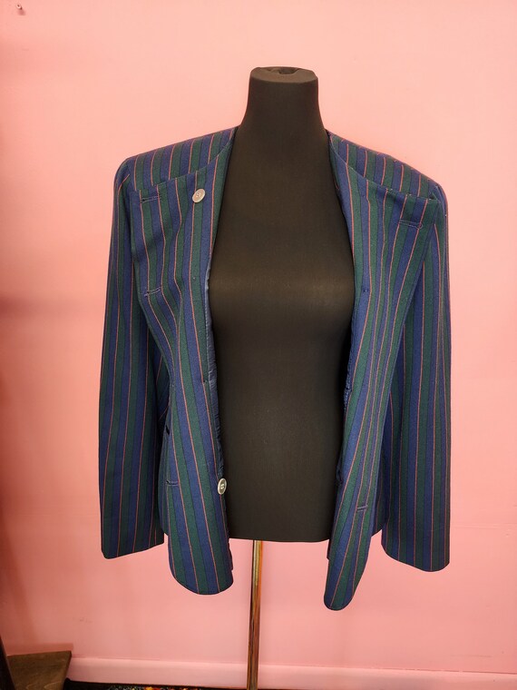 Vintage 1980's Pendleton Wool Striped Blazer with… - image 7