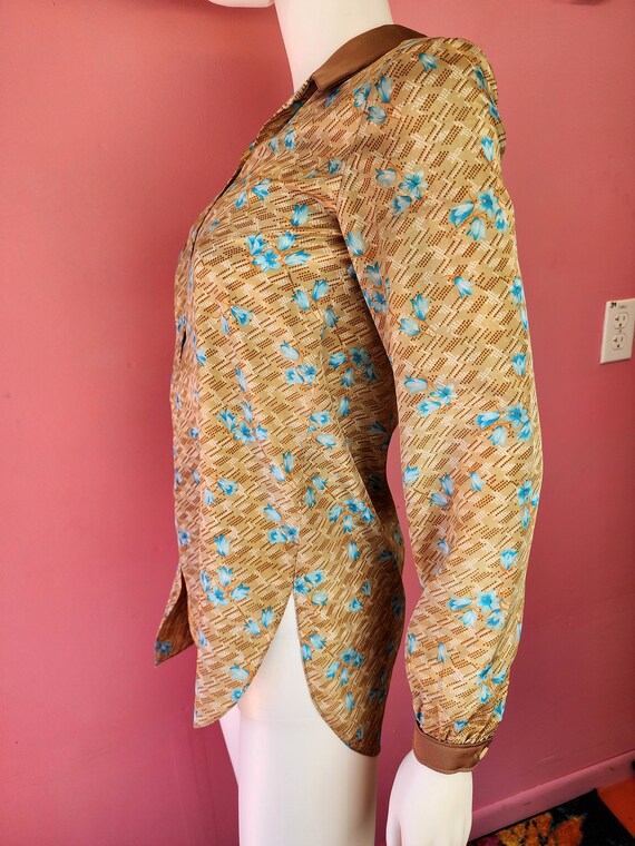 Size Small | Vintage 1970's Caramel Brown and Blu… - image 7