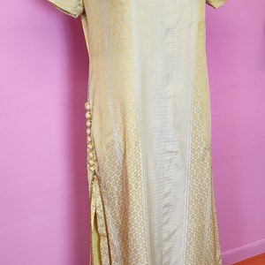 Vintage 1960's Custom Made Gold Opulent Cleopatra Inspired Maxi Dress Size Small to Medium image 6