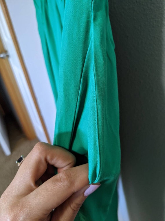 Vintage 1990’s Bright Kelly Green Loose Trousers … - image 9