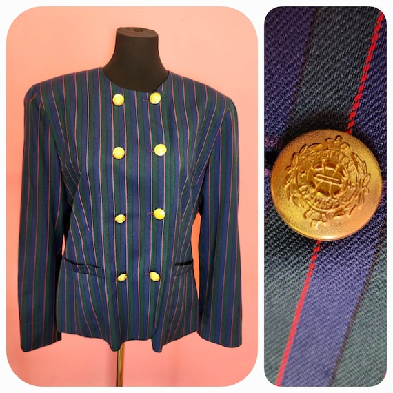 Vintage 1980's Pendleton Wool Striped Blazer with… - image 1