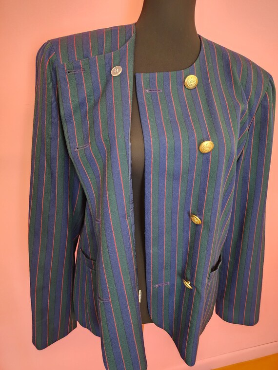 Vintage 1980's Pendleton Wool Striped Blazer with… - image 6