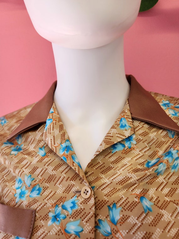 Size Small | Vintage 1970's Caramel Brown and Blu… - image 4