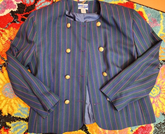 Vintage 1980's Pendleton Wool Striped Blazer with… - image 9