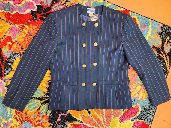 Vintage 1980's Pendleton Wool Striped Blazer with… - image 8