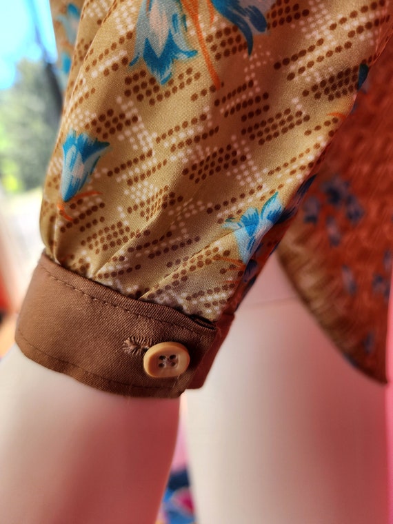 Size Small | Vintage 1970's Caramel Brown and Blu… - image 5