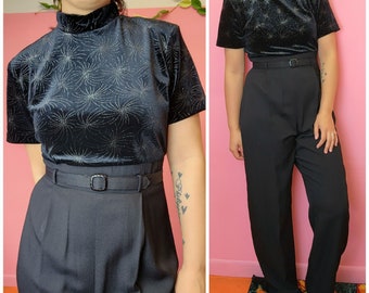 Vintage 1990's Black Velvet Rhinestone Jumpsuit by Betsey's Things | Size Medium to Large