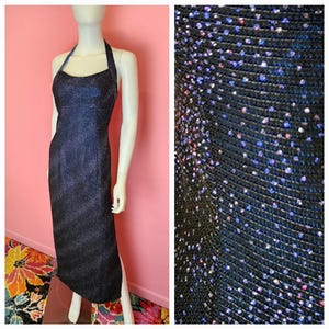 Size XS | Vintage 90&#39;s Y2K Midnight Blue Rhinestone Prom Evening Gown by Faviana