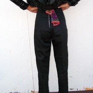 Black 1950's Floral Audrey Hepburn Drop-Crotch Harem Pants image 3