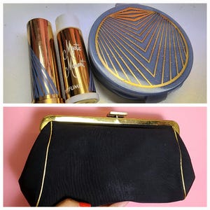 Vintage 1950&#39;s Leading Lady Fuller Brush Cosmetic Set | Mystic Moment Unused Makeup Lipstick, Powder Compact, Perfume, Clutch, Original Box