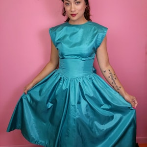 vintage beaded dress Turquoise Lace Corset A-Line Homecoming Dress with Puff Sleeves –  FancyVestido main image 1