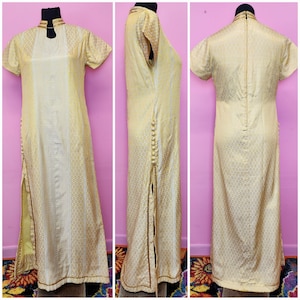 Vintage 1960's Custom Made Gold Opulent Cleopatra Inspired Maxi Dress Size Small to Medium image 1