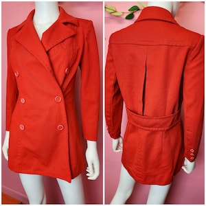 Taglia da media a grande / Blazer rosso doppiopetto vintage anni '70 dell'Atto III immagine 1