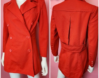 Taglia da media a grande / Blazer rosso doppiopetto vintage anni '70 dell'Atto III