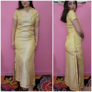 Vintage 1960's Custom Made Gold Opulent Cleopatra Inspired Maxi Dress Size Small to Medium image 2