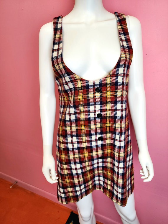 Size Small to Medium | Vintage 1970's Plaid Knit … - image 9