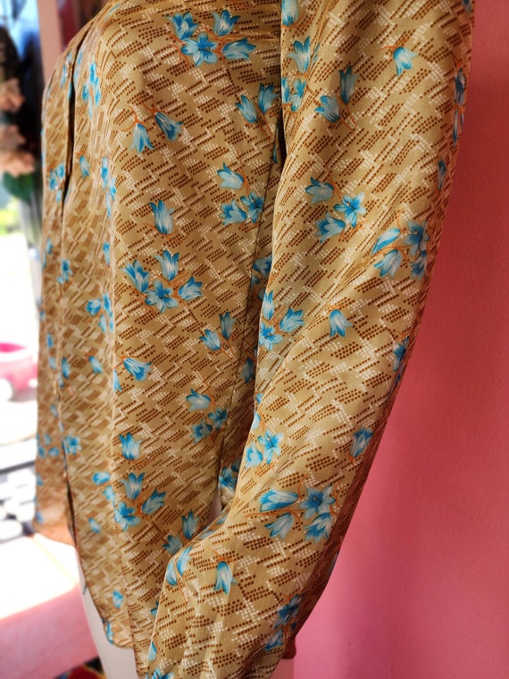 Size Small | Vintage 1970's Caramel Brown and Blu… - image 10