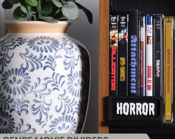 Movie Shelf Genre Dividers - Organizer for Blu-Ray, 4K, and DVD Collections - Includes 7 Genres