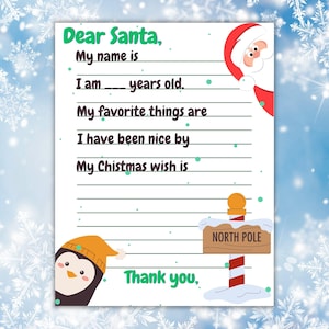 Carta a Papá Noel con pingüino en el Polo Norte