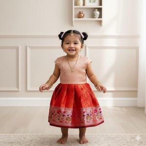 Handmade Silk Pattu Frock: Indian Ethnic Gown, Festive Wear