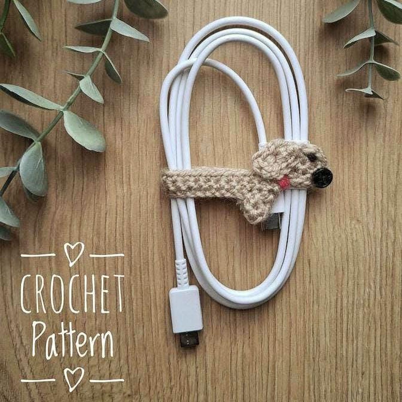 Cord Organizer Crochet Pattern Sausage Dog Cable Tidy Dachshund