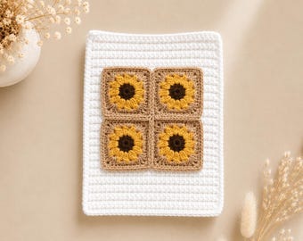 E Reader Sleeve | Kindle Case Crochet Pattern | Granny Square Sunflower | Kindle Cover | Gift for Book Lovers | E Reader Pouch with Pocket