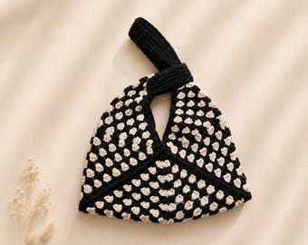Mosu Bag | Japanese Knot Bag Crochet Pattern | Easy Granny Square Tote | Boho Handbag | Digital PDF Download | Writslet Clutch Purse |
