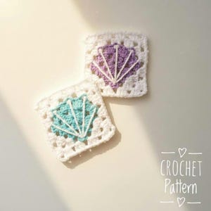 Shell Granny Square Pattern | Seashell Applique | Seaside Granny Square for Home Decor | Ocean Amigurumi | Beach Coasters | PDF Download