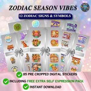 Digitale Sternzeichen Aufkleber für GoodNotes – Astrologie Sticker Blatt, Celestial Journal Aufkleber, Mystic Mood Tracker, Digital Planner Kit