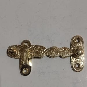 Hand Engraved Brass Latch – Moroccan Vintage Cabinet Lock, Handmade Unlacquered Brass Furniture Hardware Door Latch