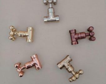 Vintage Faucet Drawer Pulls: Steampunk Industrial Cabinet Knobs, Mixed Metal Finish