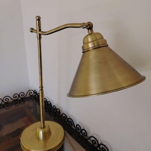 Messing bureaulamp: verstelbare antiek gouden bureaulamp - industriële stijl