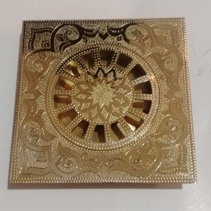 Handmade Brass Floor Drain Cover – Luxury Gold Shower Drain with Art Deco Design – Elegant Bathroom Hardware