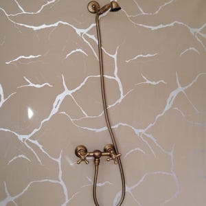 Antique Brass Shower Set: Vintage Handheld Shower & Tap Fixture