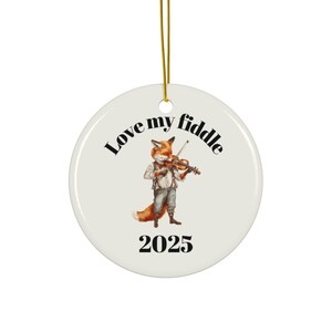 Love My Fiddle Ceramic Ornament, Circle - Fiddler Musician Gift, Christmas Ornament