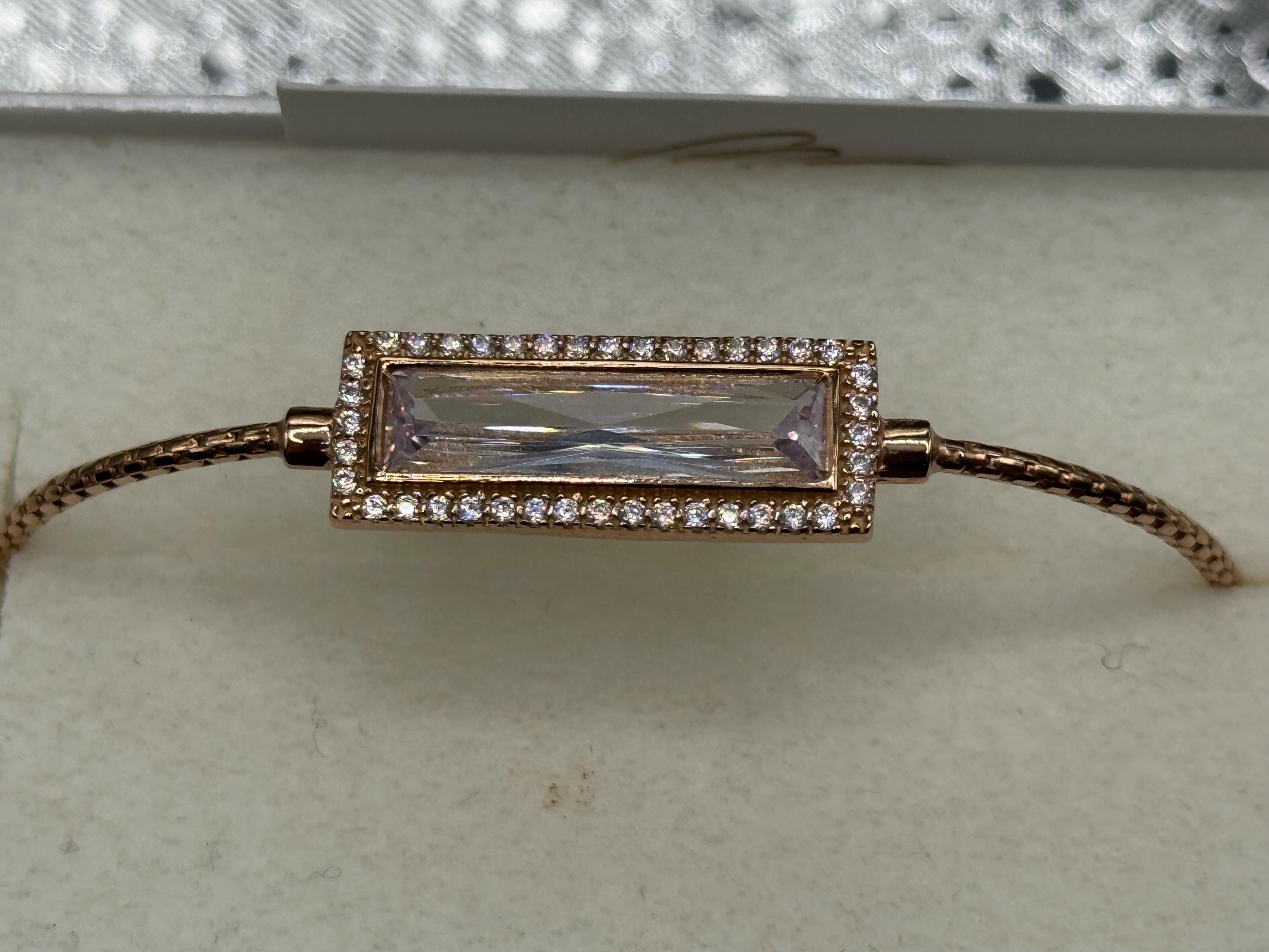 Bella Cavo  rose tone Sterling Silver bracelet with simulated diamonds