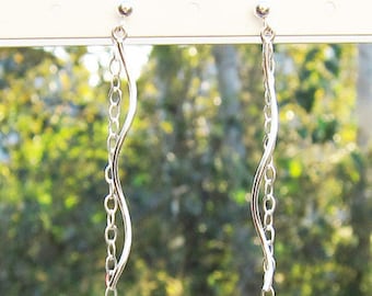 Sterling Silver Swirly Dangle Pair Earrings