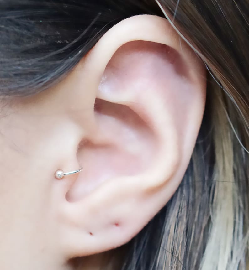 Sterling Silver Ball Tragus NO Piercing Ear Cuff Etsy