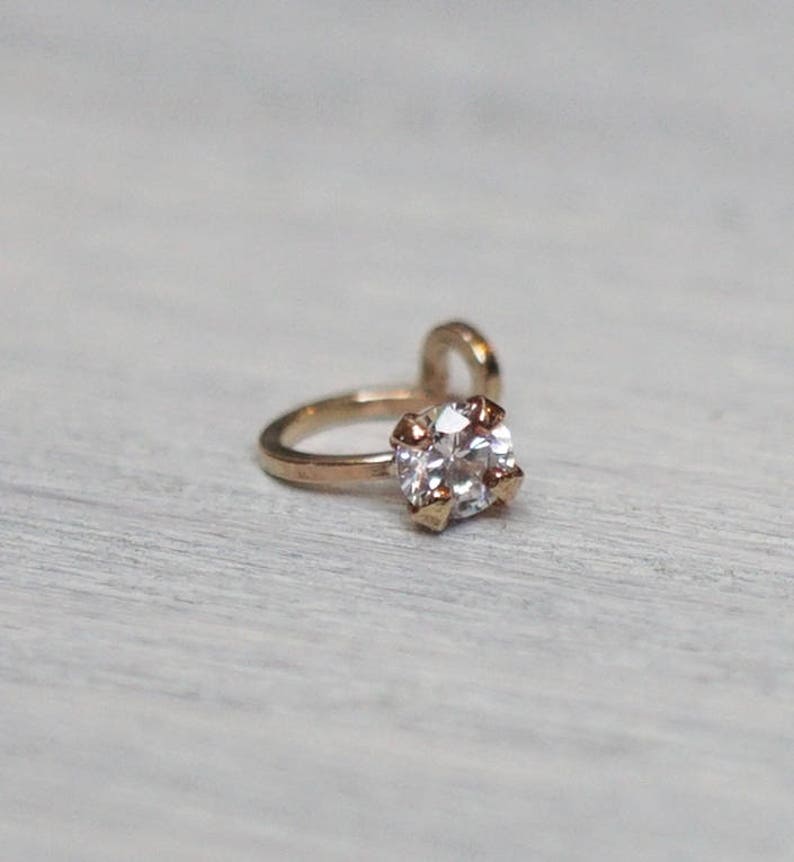 Gold Filled 3mm CZ Tragus No Piercing Ear Cuff image 2