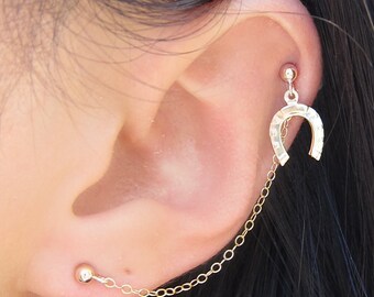 Gold Filled Single Horseshoe Cartilage Double Piercing Earring