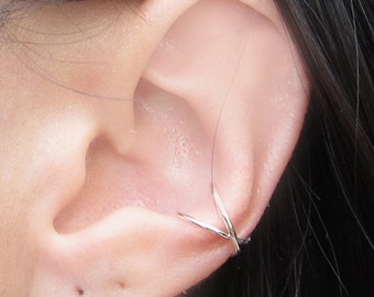 Sterling Silver X Ear Cuff