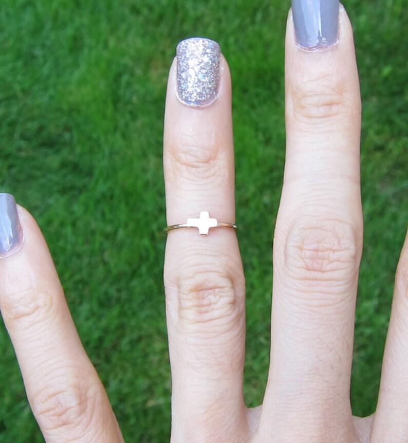 Rose Gold Filled Cross knokkel Ring afbeelding 4