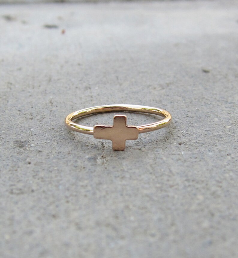 Rose Gold Filled Cross knokkel Ring afbeelding 2