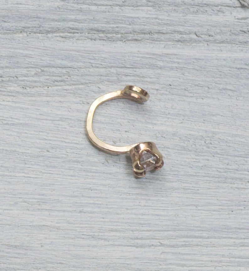 Gold Filled 3mm CZ Tragus No Piercing Ear Cuff image 3