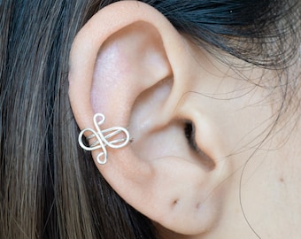 Sterling Silver Swirl Middle Cartilage Ear Cuff Earring