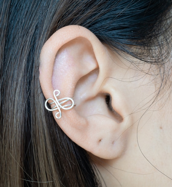 Sterling Silver Swirl Middle Cartilage Ear Cuff Earring Etsy UK